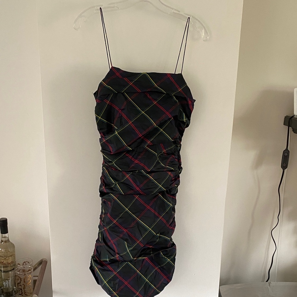 RUGBY RALPH LAUREN SILK blue green red yellow Christmas plaid tartan dress 4
